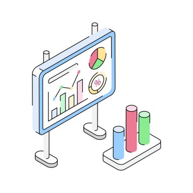 Sunumu gösteren modern izometrik simgeye bakın
