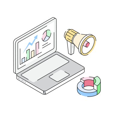 İş tanıtım izometrik simgesi premium kullanıma hazır