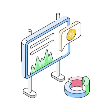 Veri eğitimini gösteren kullanışlı bir izometrik simge