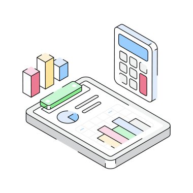 İş hesaplamasının izometrik simgesini ele geçirin.