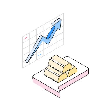 Altın büyüme ikonu izometrik tarzda yaratıcı bir şekilde tasarlandı