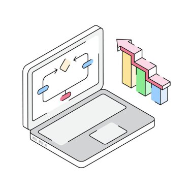 İş akışını gösteren bu inanılmaz izometrik simgeyi yakala