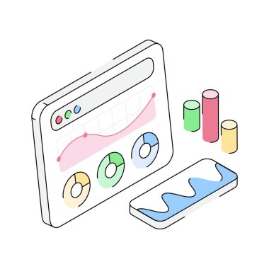 İşte inanılmaz bir izometrik iş web simgesi.