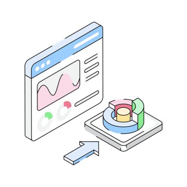 Web sitesi analitik simgesi izometrik tarzda yaratıcı olarak tasarlandı