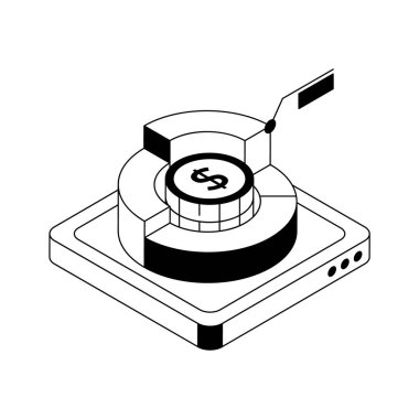 Piyasa paylarını tasvir eden premium izometrik simgemize bakın