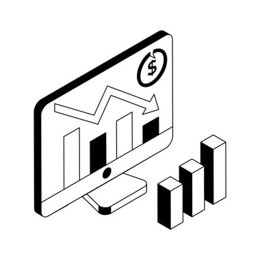 Finansal kaybın kullanışlı bir izometrik ana hat simgesi