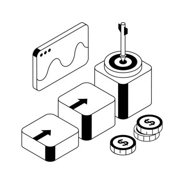 Mali hedefin izometrik simgesini kullanmaya hazır
