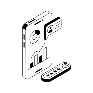 İş uygulaması simgesi izometrik tarzda yaratıcı olarak tasarlandı