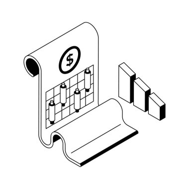 Ticaret raporunu gösteren izometrik dış hat simgesini kullanmaya hazır
