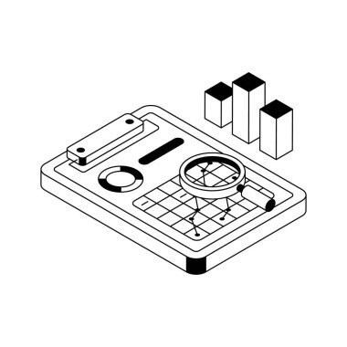 İş araştırmalarının iyi tasarlanmış bir izometrik simgesi