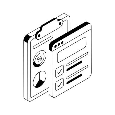 İş anketinin iyi hazırlanmış izometrik stil simgesi