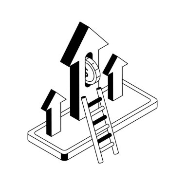 Burada para artışının izometrik dış hat simgesi var