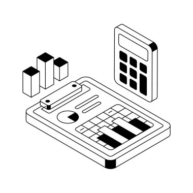 İş hesaplamasının izometrik simgesini ele geçirin.