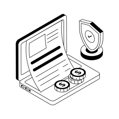 İş sigortasının büyüleyici bir izometrik stil simgesi