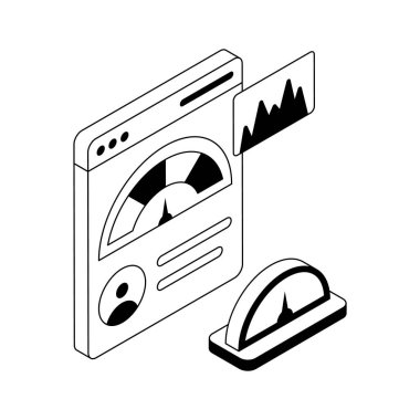 İş performansının kullanışlı bir izometrik ana hatları simgesi