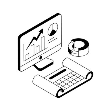 Dijital büyüme gösteren izometrik simge kullanmaya hazır