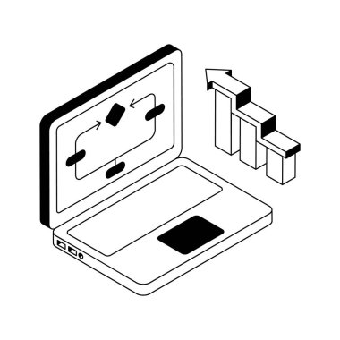 İş akışını gösteren bu inanılmaz izometrik simgeyi yakala