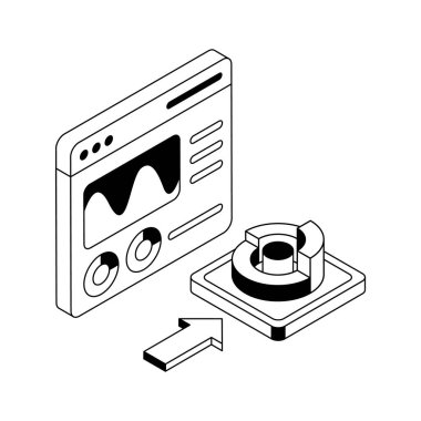 Web sitesi analitik simgesi izometrik tarzda yaratıcı olarak tasarlandı