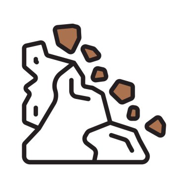 Düşen kayaların olduğu bir eğim, heyelan uyarılarını simgeliyor