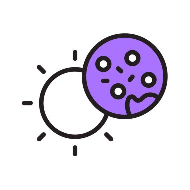 Güneş tutulması sırasında Güneş ve Ay 'ın basit, stilize edilmiş bir simgesi.