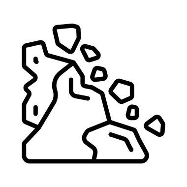 Düşen kayaların olduğu bir eğim, heyelan uyarılarını simgeliyor