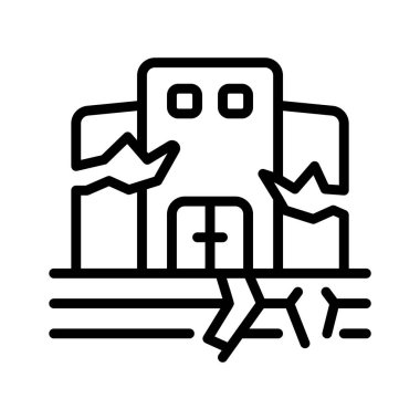 Deprem hasarını veya sismik aktiviteyi sembolize eden çatlakları olan bir bina