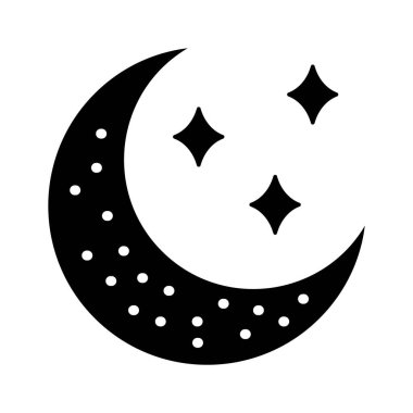 Yıldızlarla dolu bir gece gökyüzü ve hilal şeklinde bir ay