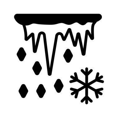 Buz saçakları, soğuk ve dondurucu havayı temsil eden bir yüzeyin altında şekilleniyor..