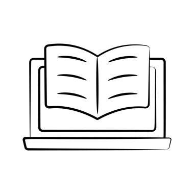 Çevrimiçi kitap kursunun el çizimi simgesine bakın.