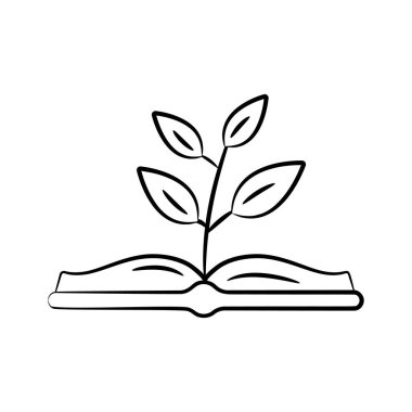 Bilgi büyüme kavramını gösteren şaşırtıcı bir el çizimi simgesi