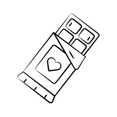 Çikolata çubuğunu gösteren büyüleyici bir el çizimi simgesi