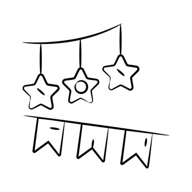 Asılı çelenklerin büyüleyici el çizimi simgesi