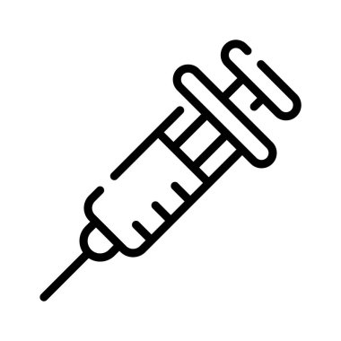 Tıbbi enjeksiyon iğnesinin iyi tasarlanmış bir taslak simgesi.