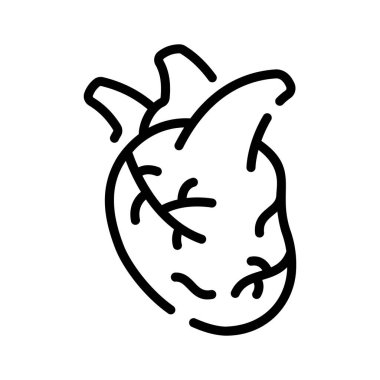 İnsan kalbi anatomisini gösteren görsel bir çizgi simgesi
