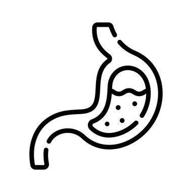 Mide sindirim konseptinin iyi tasarlanmış bir çizgi tarzı simgesi.