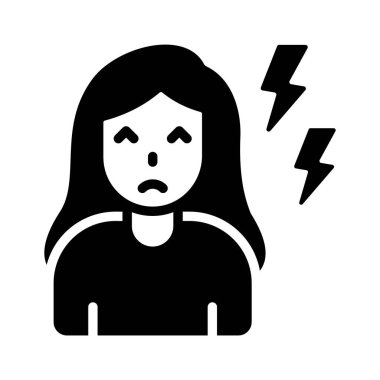 Baş ağrısı çeken bir kızı gösteren bir simge.