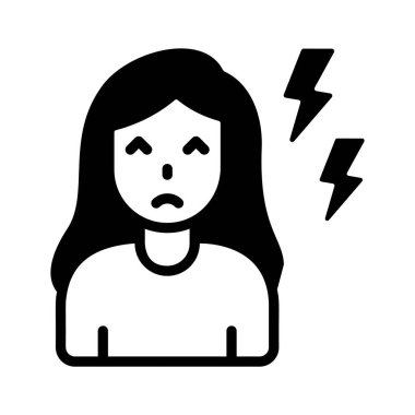 Baş ağrısı çeken bir kızı gösteren bir simge.