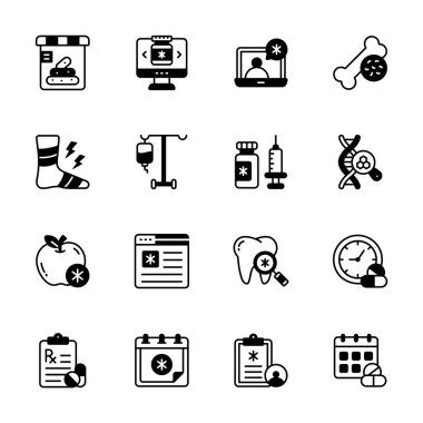 Tıbbi servis simgelerinin bu kullanışlı koleksiyonunu al