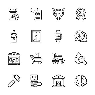 Son tıbbi ve hastane çizgisi simgelerimizi indir