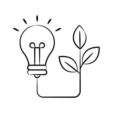 Eko ampulü tasvir eden el çizimi simgesi kullanmaya hazır