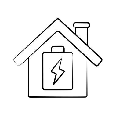 Karalama stilinde dizayn edilen şu ev gücü depolama simgesine bir bakın.