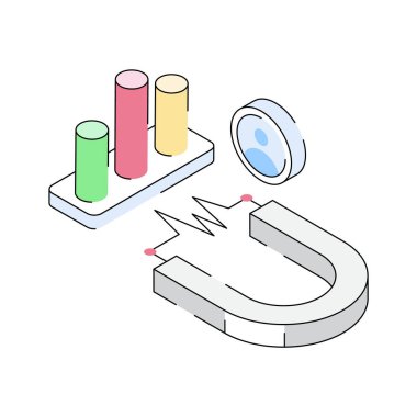 Seyirciyi bağlayan modern bir izometrik taslak simgesi