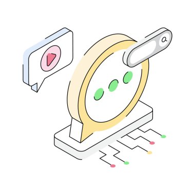 İleti pazarlama sisteminin modaya uygun bir izometrik simgesi