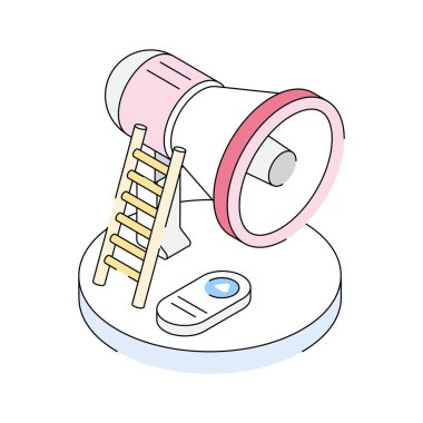 Video tanıtımının iyi hazırlanmış izometrik simgesi