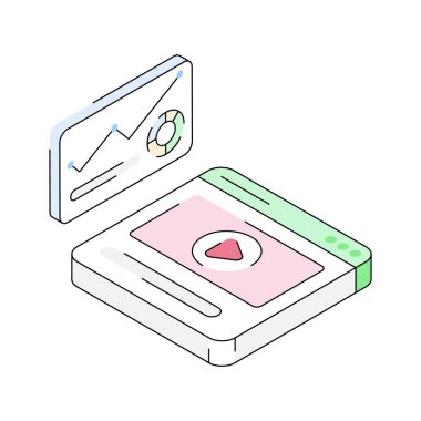 Video istatistik grafiğinin inanılmaz bir izometrik simgesi