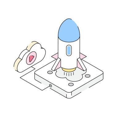 Bulut başlangıcının görsel olarak çekici izometrik simgesi