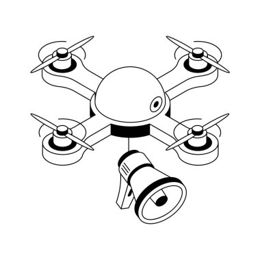 İnsansız hava aracı pazarlamasının görsel olarak ilgi çekici bir izometrik simgesi