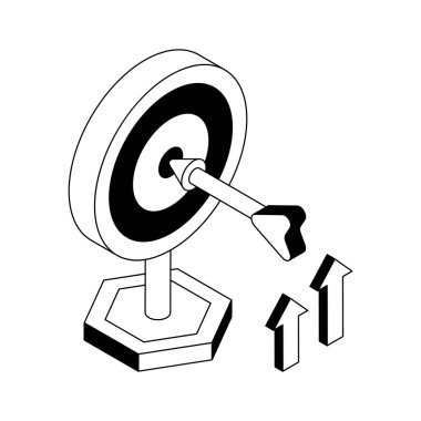 Kesin hedef kavramını gösteren modern bir izometrik simge