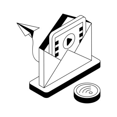 Video iletisinin izometrik simgesine bak