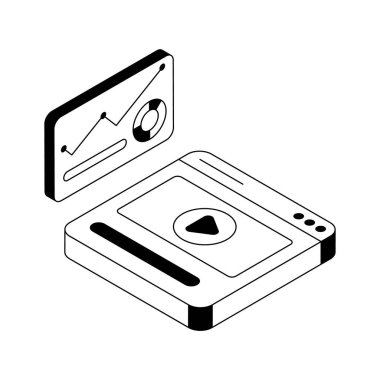 Video istatistik grafiğinin inanılmaz bir izometrik simgesi
